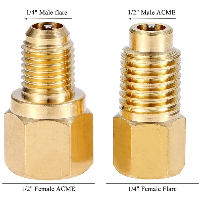 

R12 R22 to R134A Adapter Kit, Adapter 1/4Inch Internal Thread x 1/2Inch Acme Internal Thread, with 1 Spool Remover