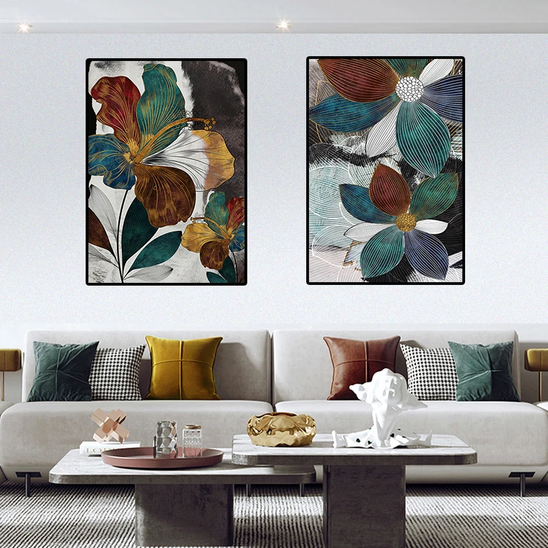 

Nordic Modern Abstract Leaf Flower Wall Art Canvas Painting Plant Poster and Prints Wall for Living Room Home Decoration Picture