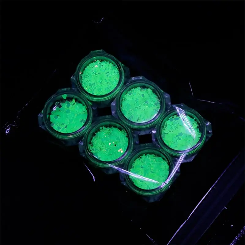 

T84A 6 Bottle Luminous Sequins Glow In the Dark Glitters Fluorescent Sequins Resin Jewelry Findings Nail Art Craft Tools