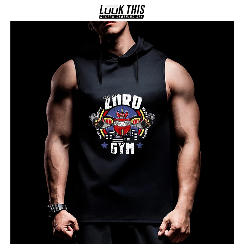 

Men's Fitness Vest Comfortable Breathable Undershirt Gym Hooded TankTops Male Sportswear Singlet Workout Sleeveless Vest Tops