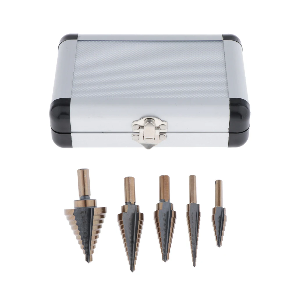 

5set Step Drill Bit HSS Spiral Grooved Step Cone Drill Bit Kit for DIY Jewelry