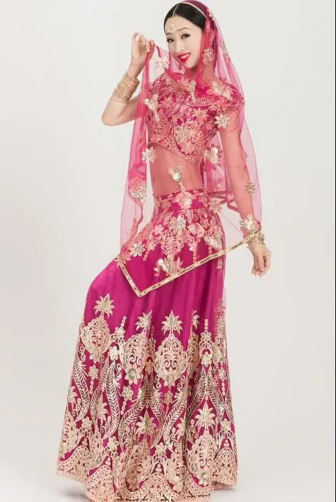 Индийские сари традиционный костюм с вышивкой Женский танцевальный в этническом