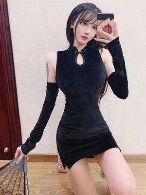 Новинка Весна Лето Панк сексуальное короткое платье с открытыми плечами женское