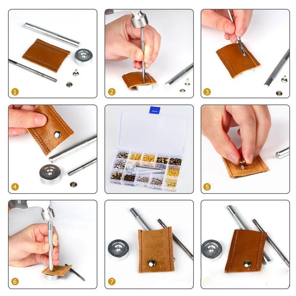 180 шт./компл. 6 мм 8 двойной Кепки с заклёпками из матовой кожи крафт мешок кнопка