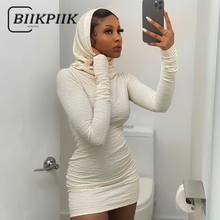 Biikpiik-vestido liso ajustado con capucha para mujer...