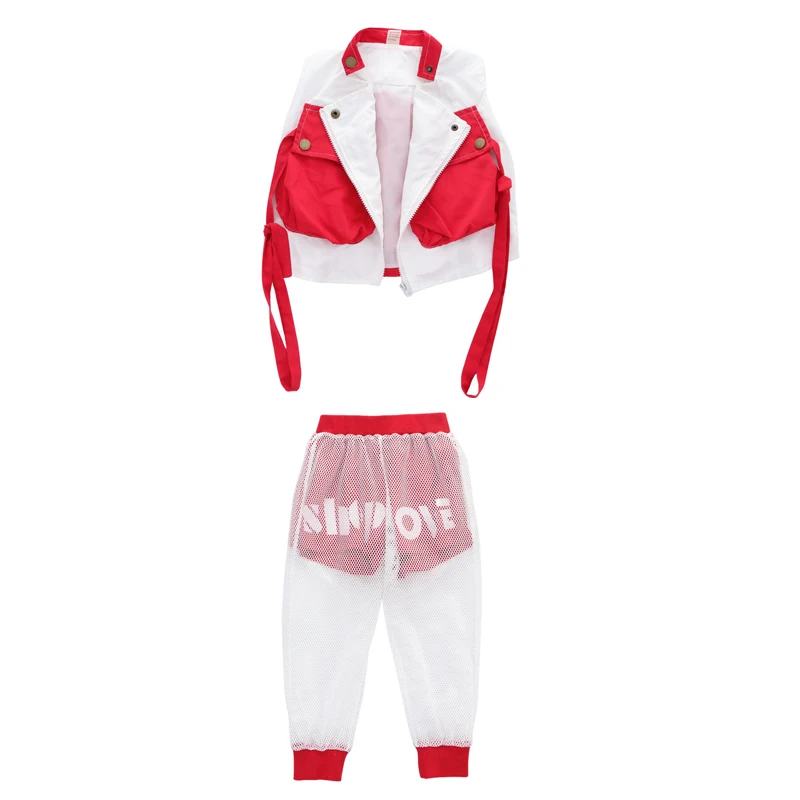 

Kid Cool Fashion Hip Hop Clothing Vest Waistcoat Tank Top Loose Fishnet Running Casual Pants for Girl Jazz Dance Costume Clothes