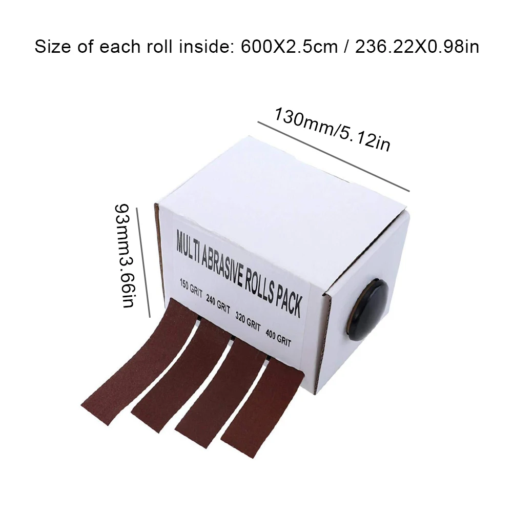 

4 Rolls Sanding Belt Drawable Emery Cloth Sandpaper Dry Abrasive Belt with Box Grinding Roll Belts for Wood Turners, Automotive