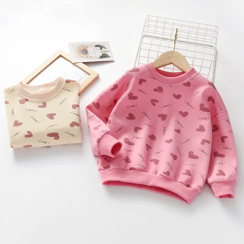 

Children's Sweater Autumn 2021 Children's Clothing Female Foreign Style Round Neck Sweater Girls Printing Loose Long-sleeved Top
