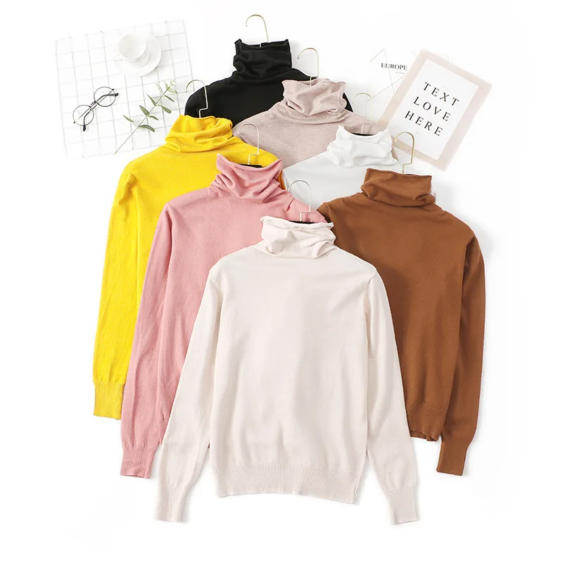 2019 Women Sweater Femme Autumn Turtleneck Long Sleeve White jumper Pullovers Tricot Pull | Женская одежда
