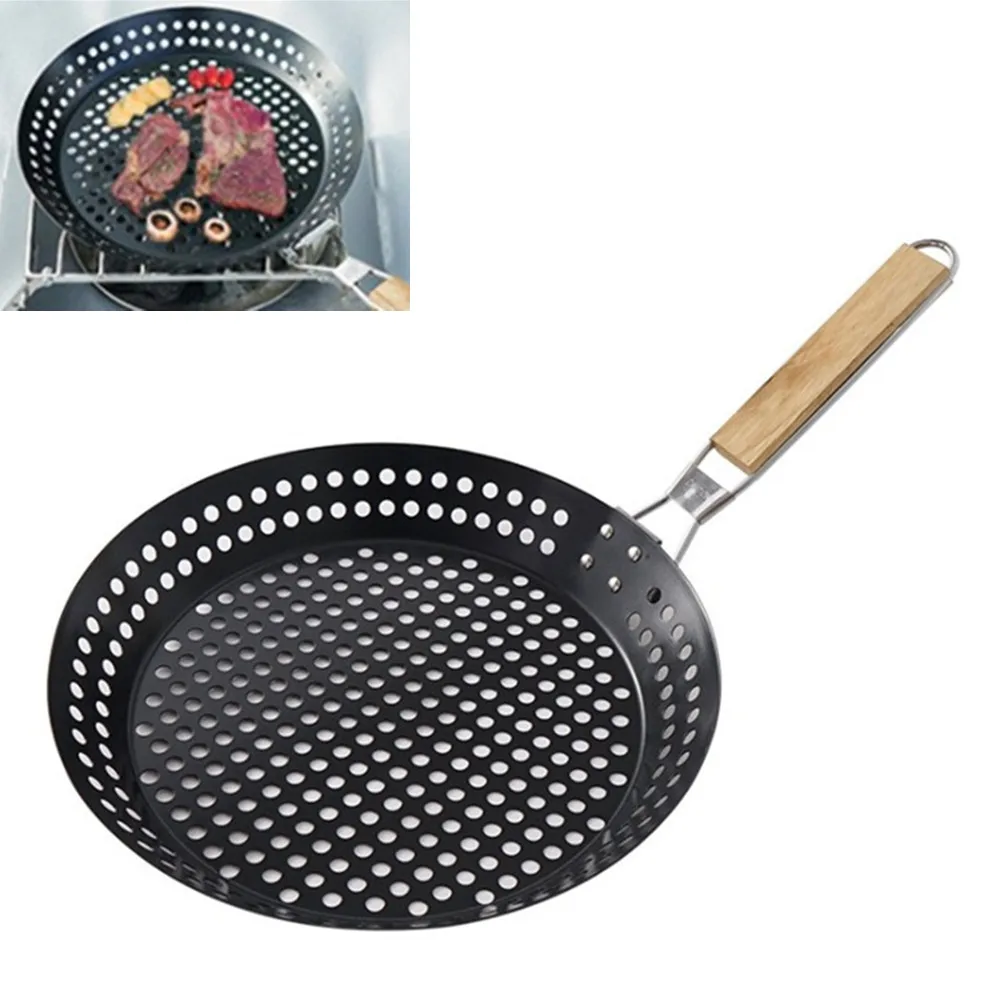 

1Pc Outdoor Camping Foldable Round Frying Pan Picnic BBQ Heat Resistant Steak Grilled Skillet