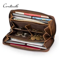 contacts rfid men wallet genuine leather clutch wallets male casual long purse with phone pocket large capacity card holder bag