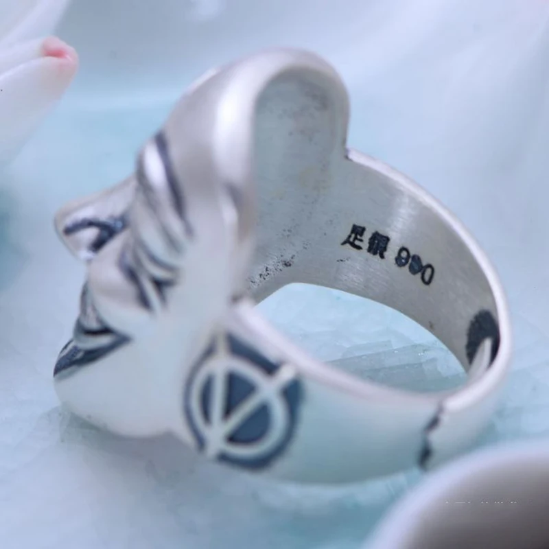 Мужские кольца из стерлингового серебра 990 пробы матовое кольцо V для Vendetta Mask