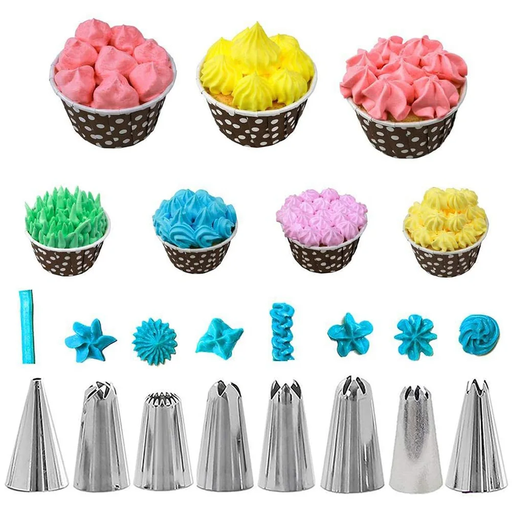 

Cake Decorating Tool Kits Piping Tip Coupler Baking Icing Set with 3 Spatulas Baking Decoration Tool