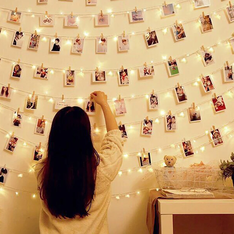 

USB Led string Light Chain Holiday Lighting String with Clips Battery Operated Garland New Years Decor for Home Room