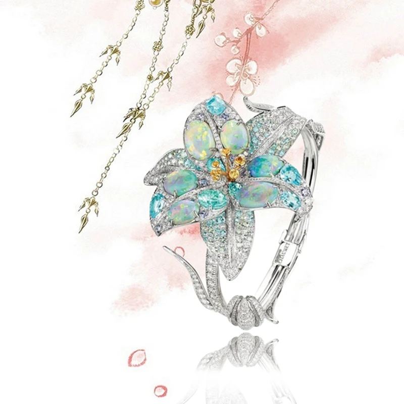 Женское кольцо с опалом обручальное цветами стразы 1 шт. 2019|Обручальные кольца| |