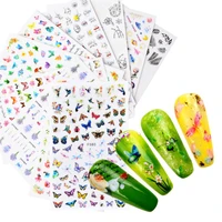 1 pc 3d butterfly slider on nails leaf sticker decals flower design adhesive manicure tips nail art decorations