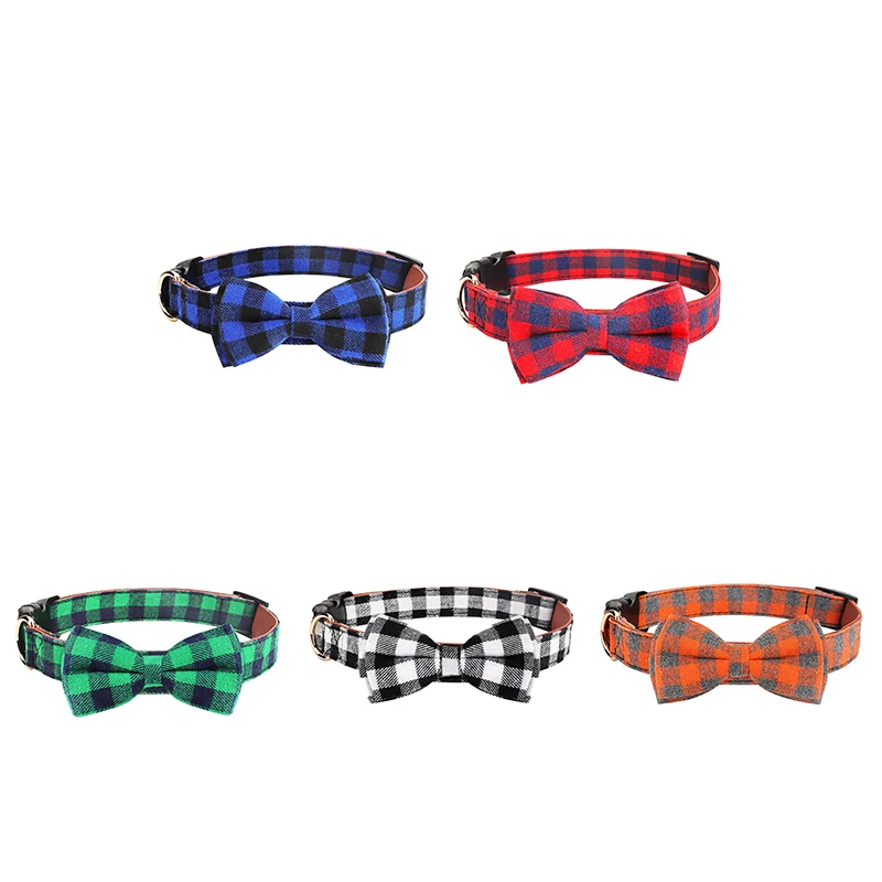 Регулируемый мягкий собаки ошейник для кота с галстуком бабочкой пальто в клетку