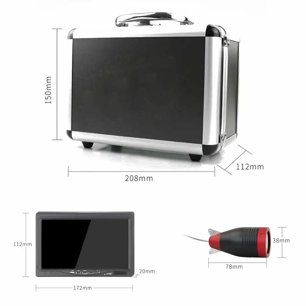 Online Juego De Cámaras De Pesca De 7 Pulgadas, 1200TVL, 4500MA, 1280 X 720PX, HD, Visión Nocturna, Cámara Subacuática Para Buscador De Peces Para Pesca Al Aire Libre