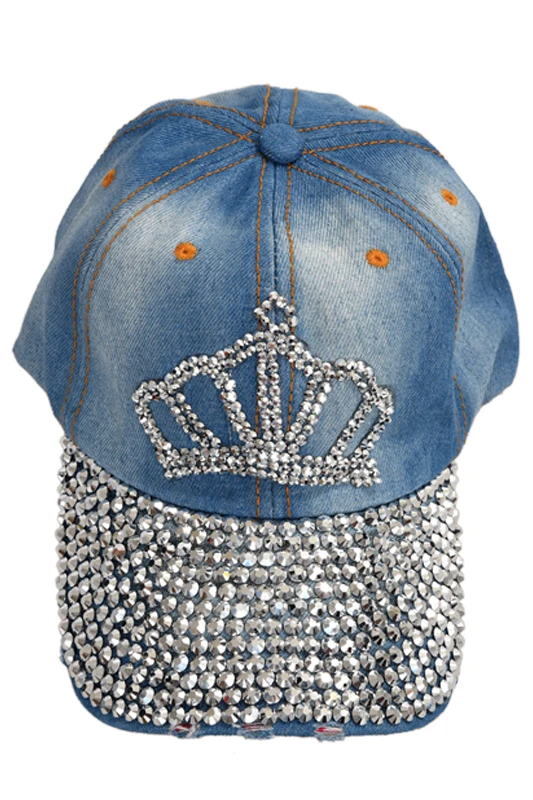 Женская бейсбольная кепка с шикарным рисунком короны Потертая джинсовая