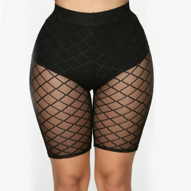 

Sexy Shorts Women See Through Mesh Trousers Leggins Sheer Mesh High Waist Skinny Stretchy Shorts For Women Workout