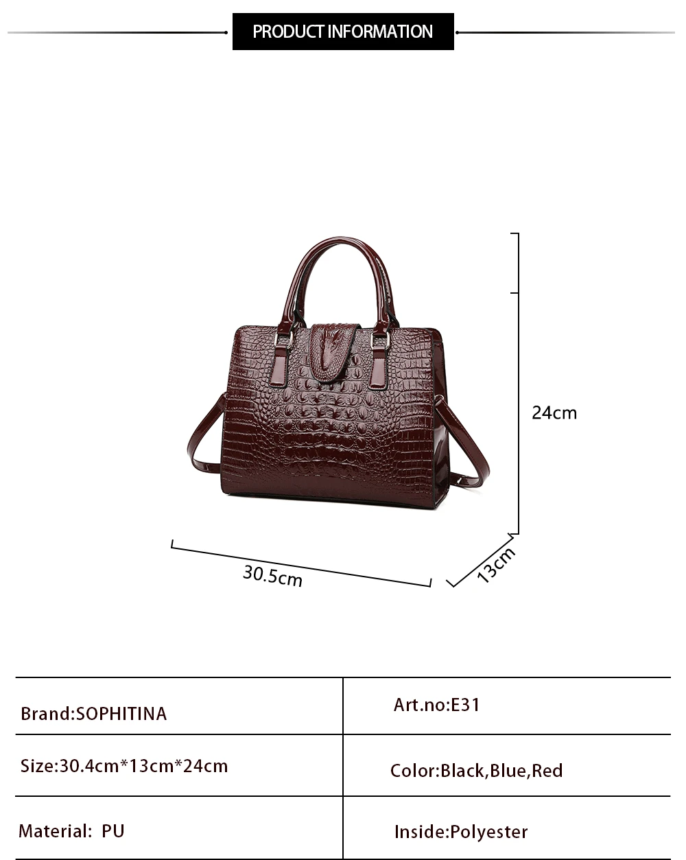

SOPHITINA Women's Messenger Bags Versatile High Quality Convenient Zipper Hasp Crocodile Print Bags Fashion Handbag Women E32
