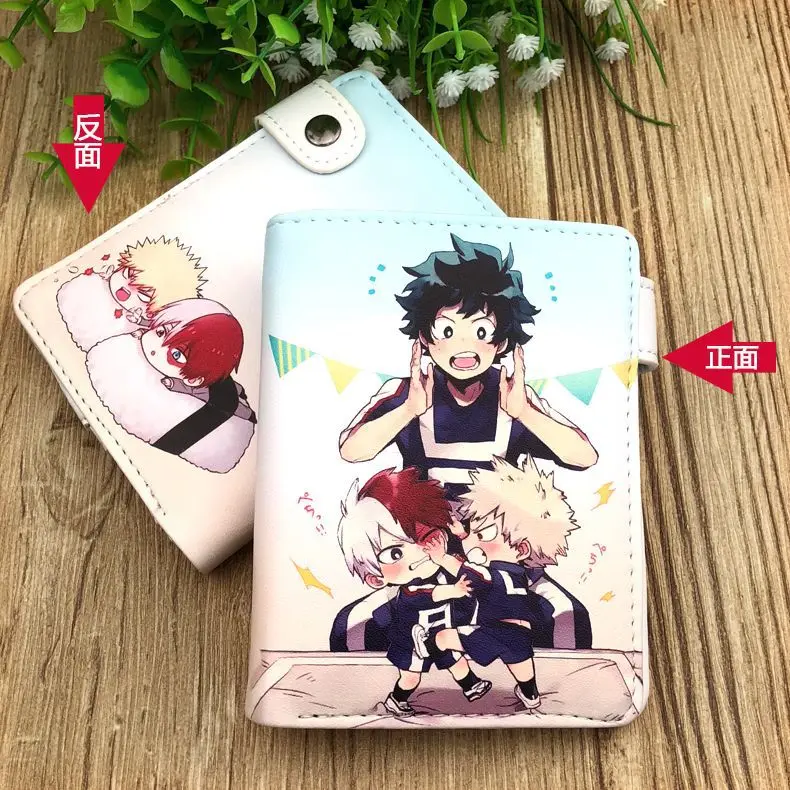 Аниме My Hero academic PU короткий кошелек Midoriya Izuku держатель для карт с кнопкой|Мужские