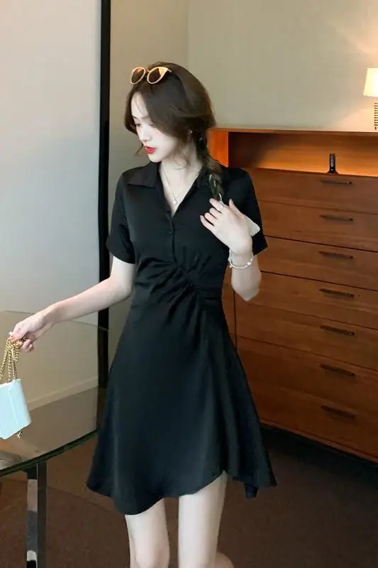 

Women's summer 2021 new slim Short Sleeve Shirt Dress