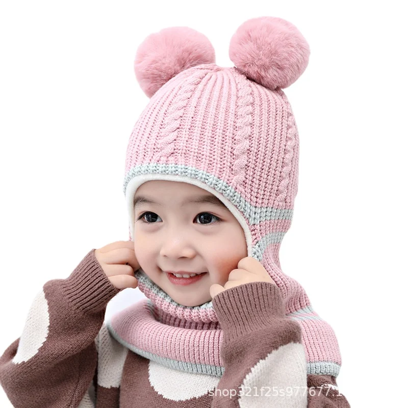 

Kids Cartoon cotton Hats Scarf Set warm Girl Boy Cap Child Winter Earmuffs sombrero bufanda ninos chapeu chapeau hiver invierno