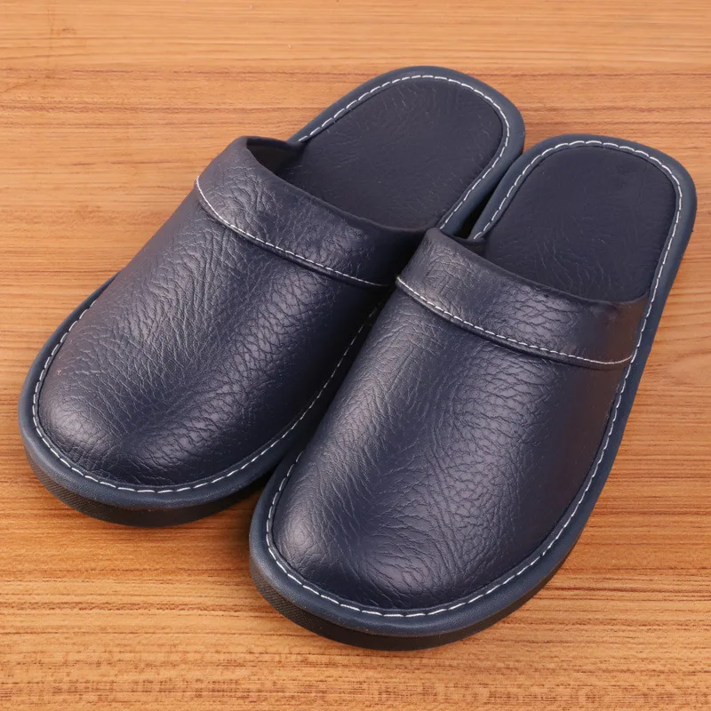 

Spring and Autumn Leather Slippers Dressing Room Slippers Men Couple Home Indoor Breathable Non-Slip Slippers Women