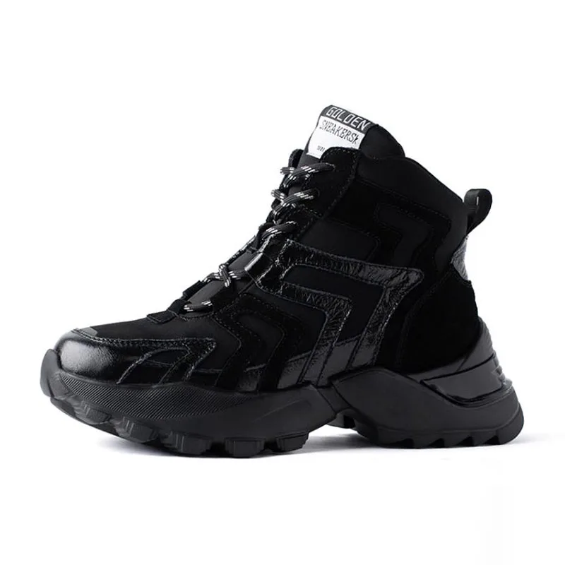 Taoffen Genuine Leather Ladies Sneakers New Arrival Fashion Thick Sole Platform Casual Shoes Women High Quality Size 35-40
