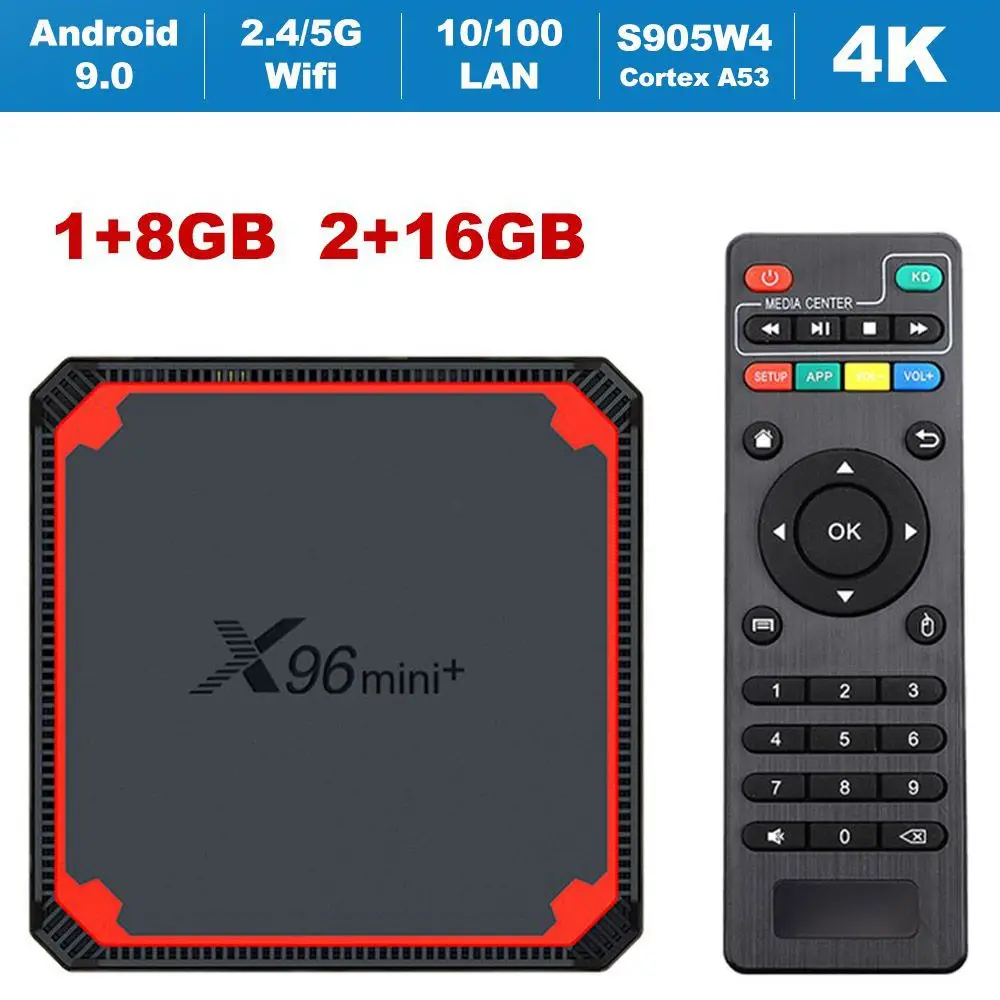 

ТВ-приставка X96 mini Plus Amlogic S905X4, 4 ядра, Android 90, 2 + 16 Гб