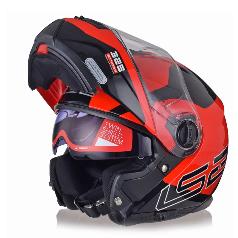 LS2 FF325 стробоскоп модульный мотоциклетный шлем Filp up Dual Visors Casco Moto Capacetes De Motociclista профессиональные Шлемы - Цвет: Zone Black Red