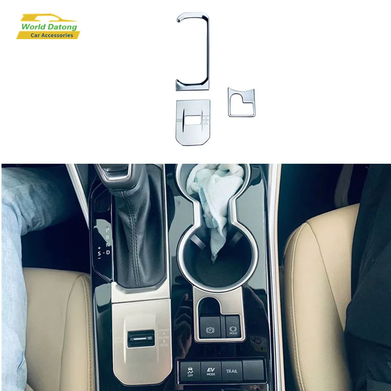 

Car Interior Center Console Gear Shift Panel Cover Trim Handbrake Button Stainless steel Trims For Toyota Highlander 2021 2022