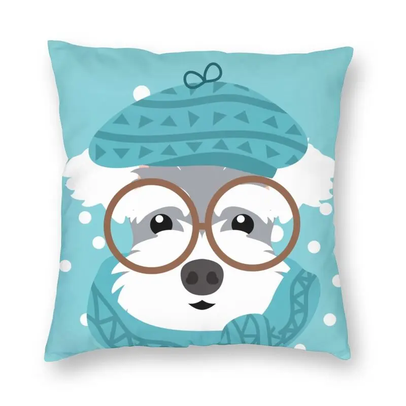 

Miniature Schnauzer In Winter Pillow Case 40x40cm Decor Home Fashion Cartoon Dog Outdoor Cushions Square Pillowcase