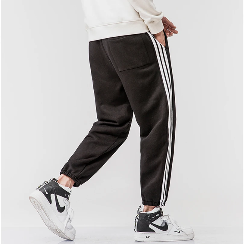Мужские брюки из хлопка и полиэстера удобные повседневные тренировочные штаны в