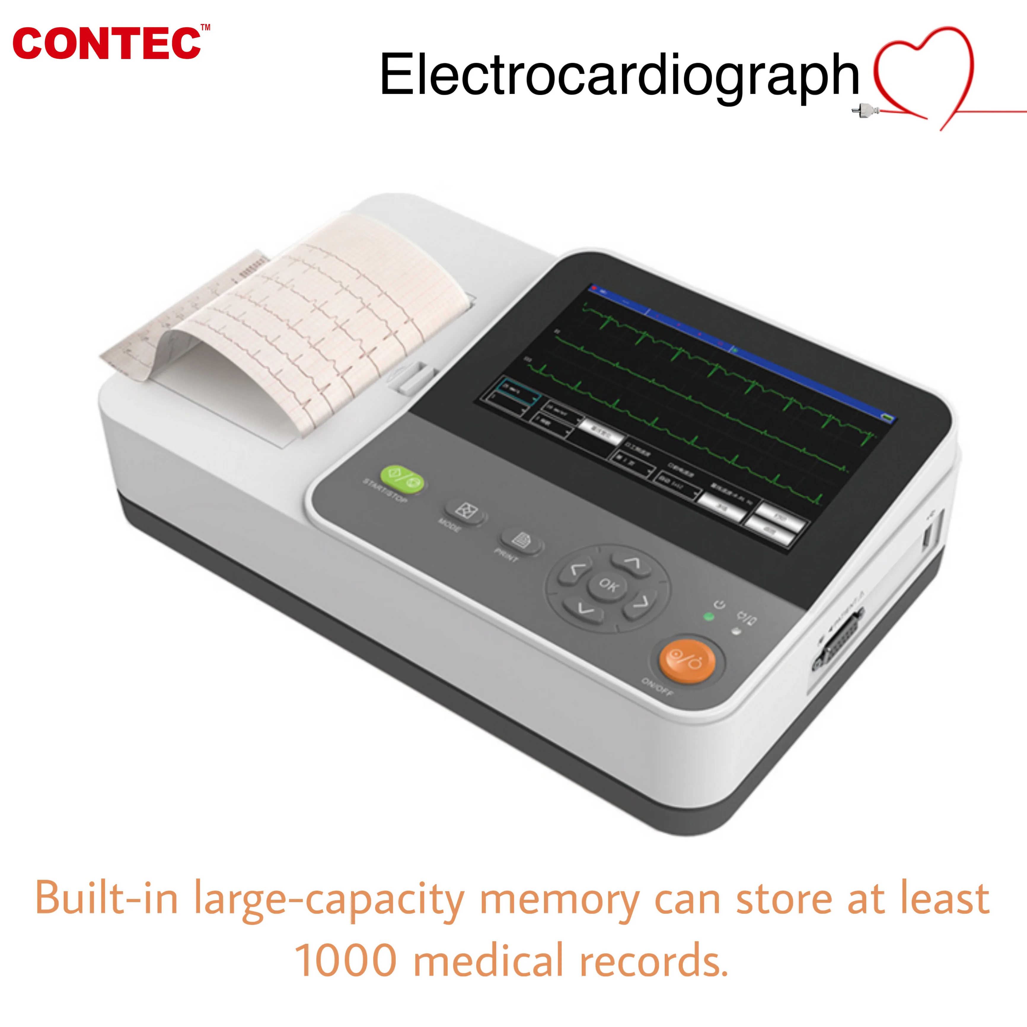 Contec Electrocardiograph E6 12-Lead ECG Time Print Powerful data management Auto-anaylsis Report |