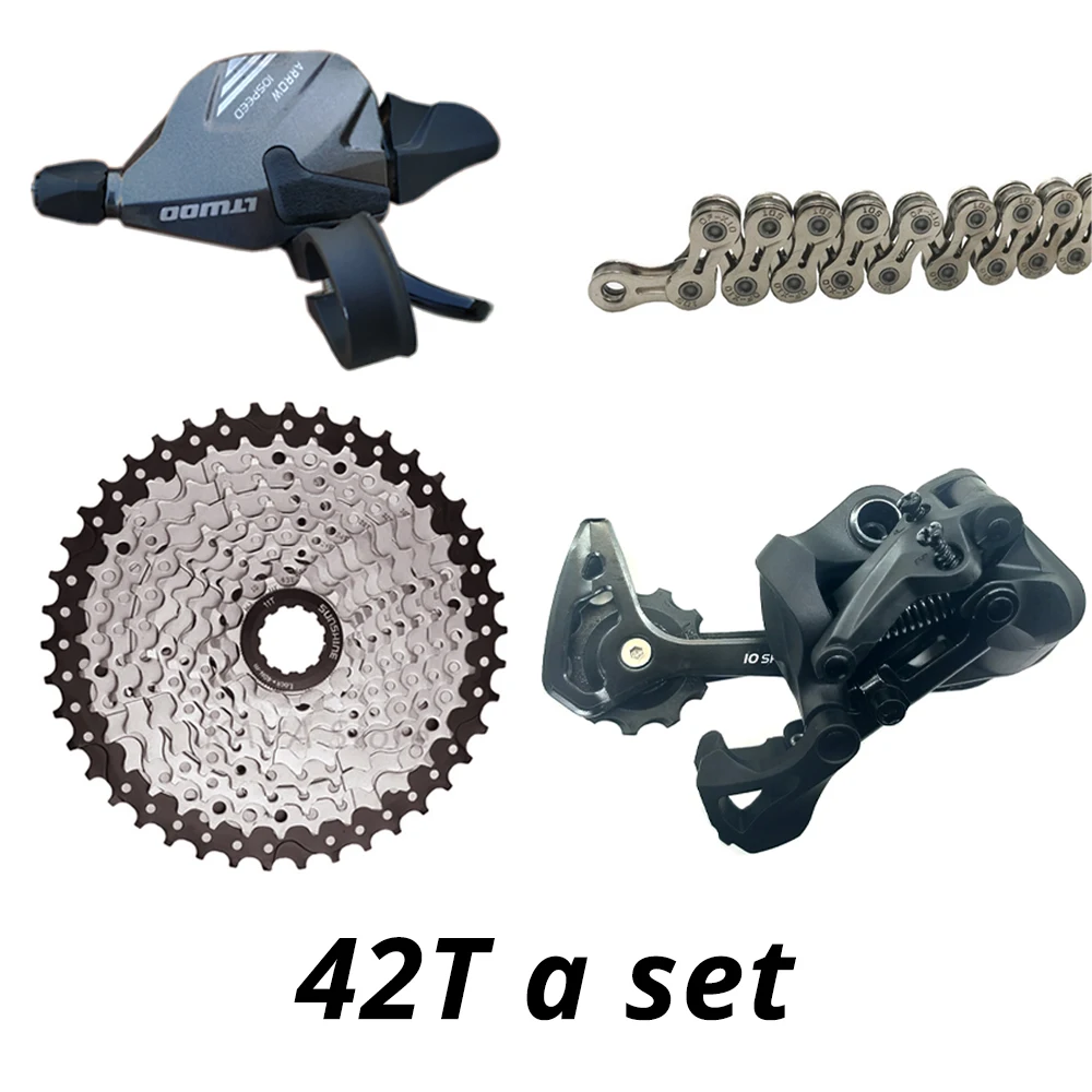 42T groupset MTB 1x10 Скорость 10 s группа рычаг переключения+ задний переключатель+ цепь+ кассета 42T 46T 50T - Цвет: 42T groupset