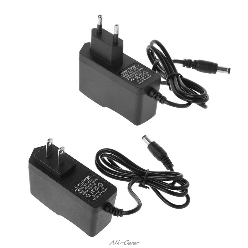 

EU/US Plug 12.6V 1A Lithium Battery Charger 18650/Polymer Battery Pack 100-240V 5.5MM x 2.1MM Charger With Wire Lead DC
