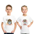 Летняя детская футболка на день рождения, Забавные футболки с мультяшным принтом милой совы, одежда с коротким рукавом для маленьких девочек и мальчиков, детские топы, HKP5391