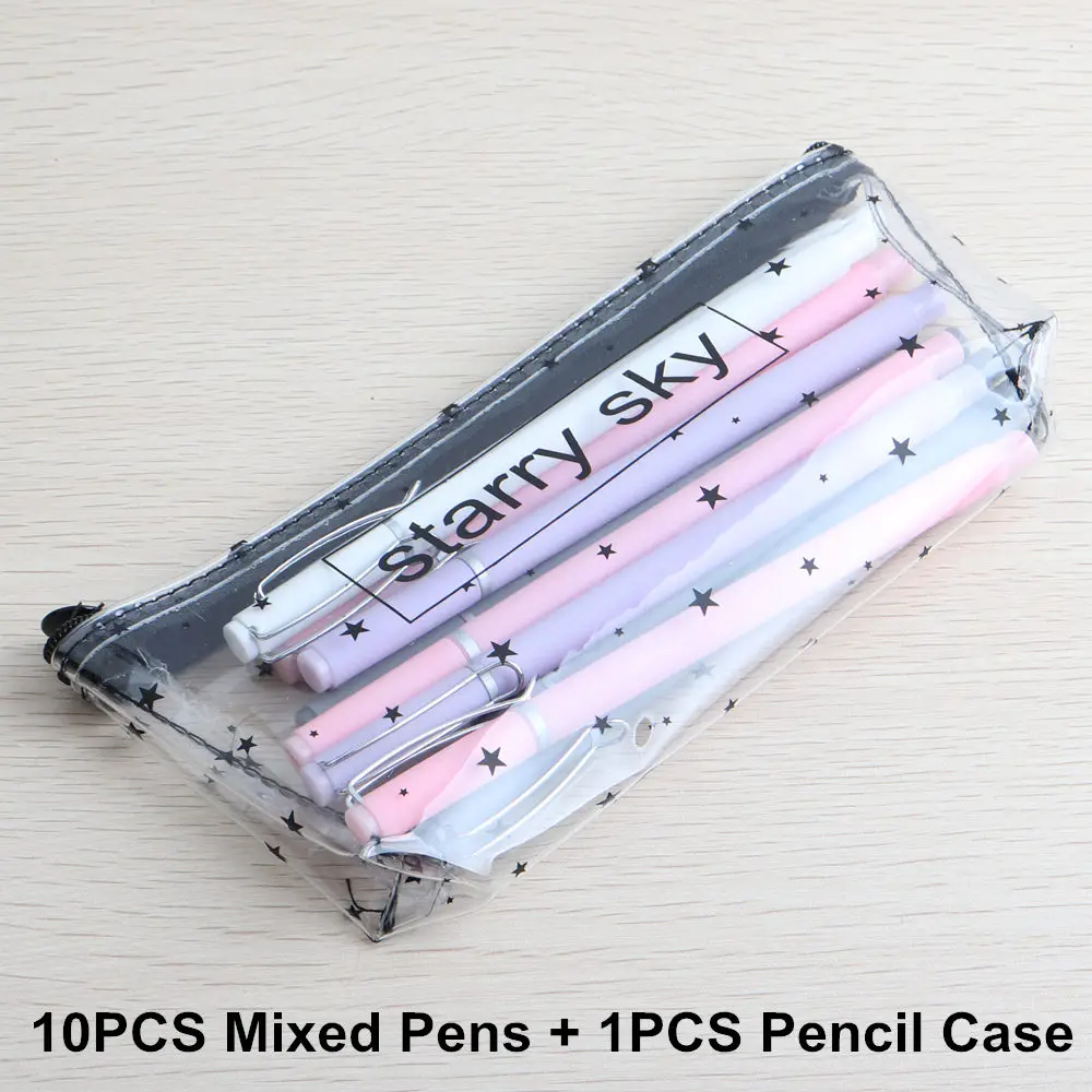 1Set Mixed Colors A 10 шт./компл. гелевая ручка и карандаш чехол творческая ручка канцелярские принадлежности каваи гелевая ручка школьные канцелярские поставщиков детская ручка подарок - Цвет: 1Set Mixed Colors A