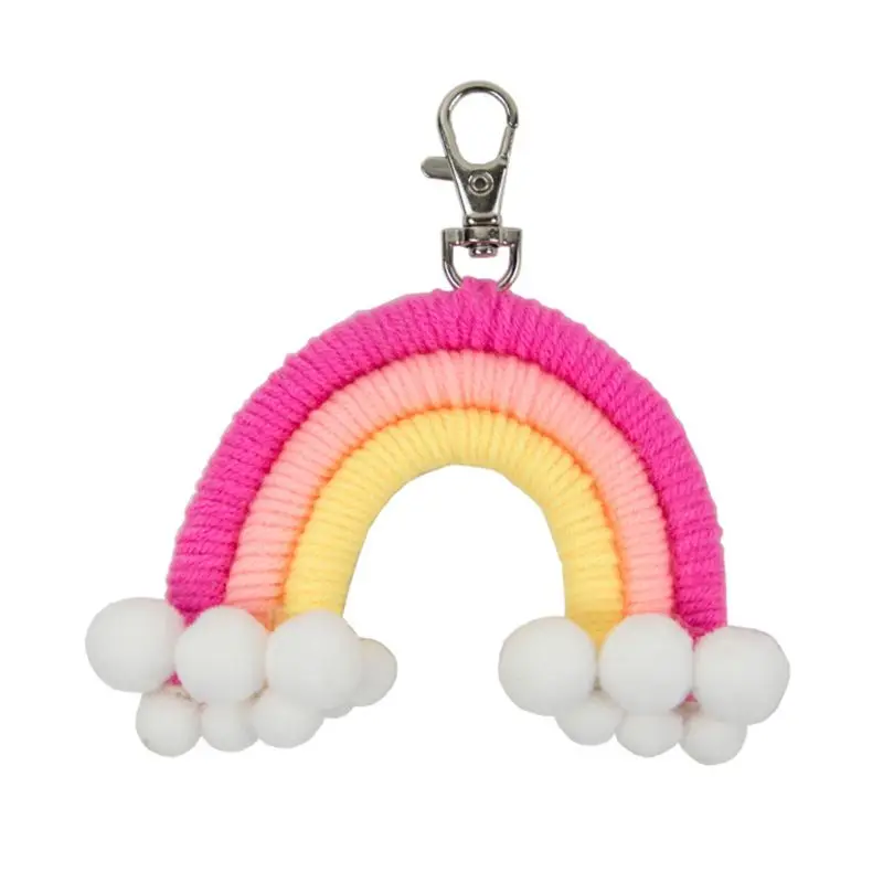 

Weaving Rainbow Ornament Keychain Hair Ball Wall Hanging Pendant for Kids Room Decoration Kits Photography Props