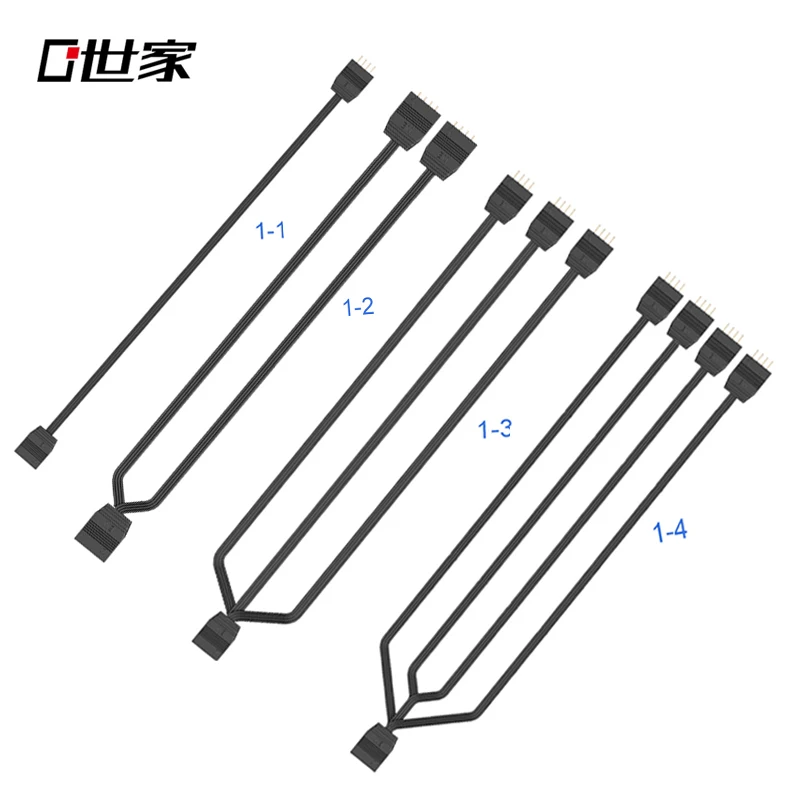 

4Pin 12V RGB Fan Adapter Cable Computer Case Fan Connector Cable Compatible Light bar connection 1 in 4 3 2 1 RGB 12V 4Pin