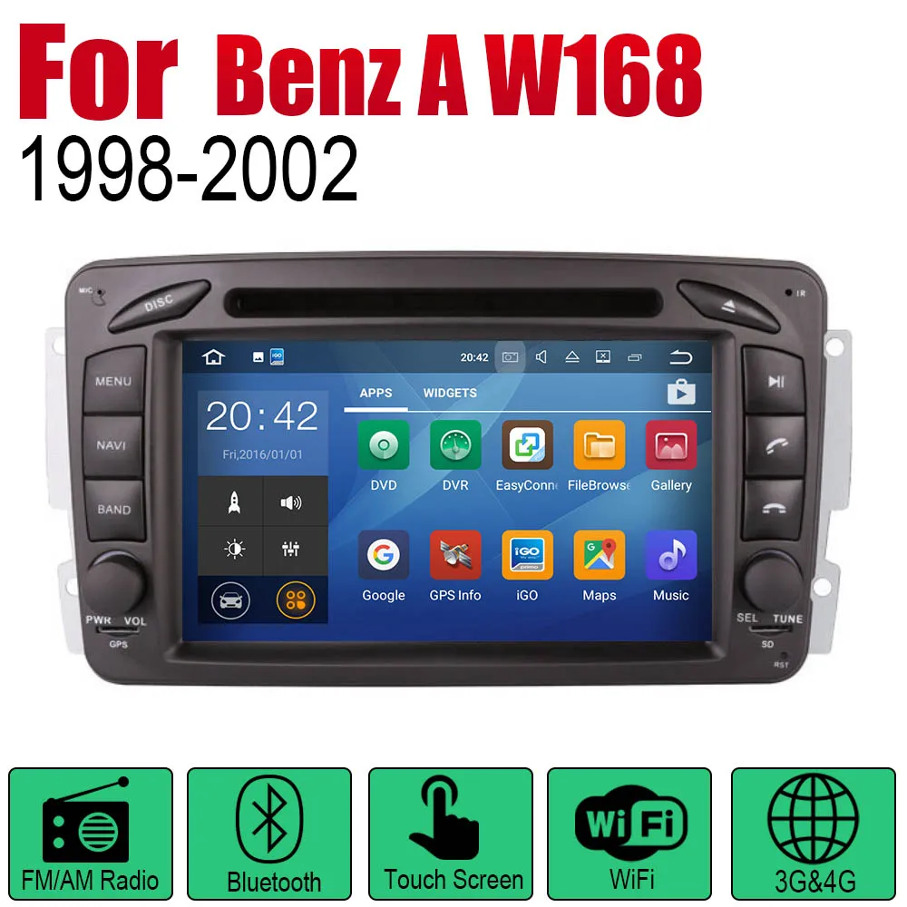 Авторадио 2 Din Автомобильный dvd плеер на основе Android для Mercedes Benz A W168 1998 ~ 2002 NTG GPS