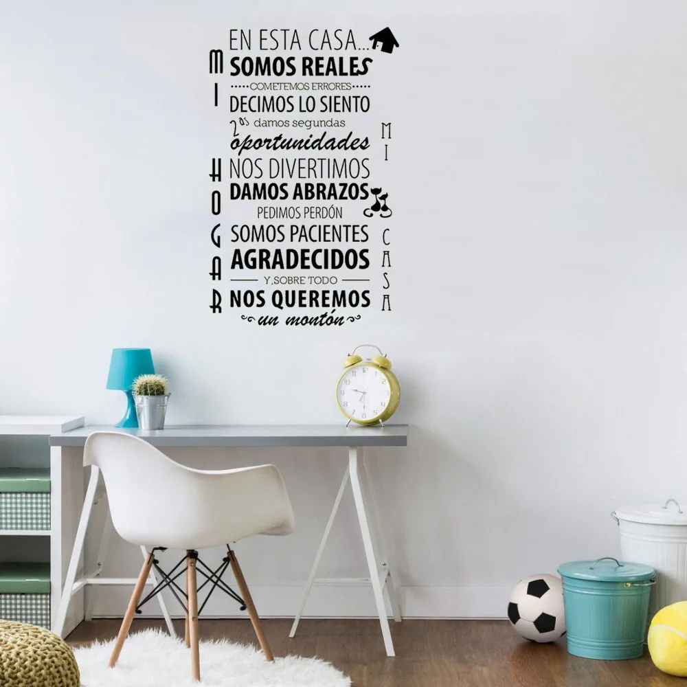 

Наклейка на стену с цитатами EN ESTA CASA, домашний декор с испанским домом, наклейки для гостиной, спальни, виниловая роспись RU4046