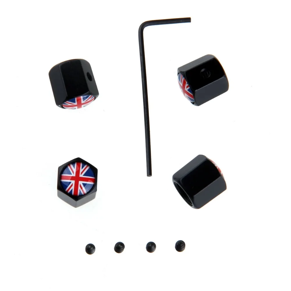Автомобильные колпачки клапанов POSSBAY с флагом Великобритании черные