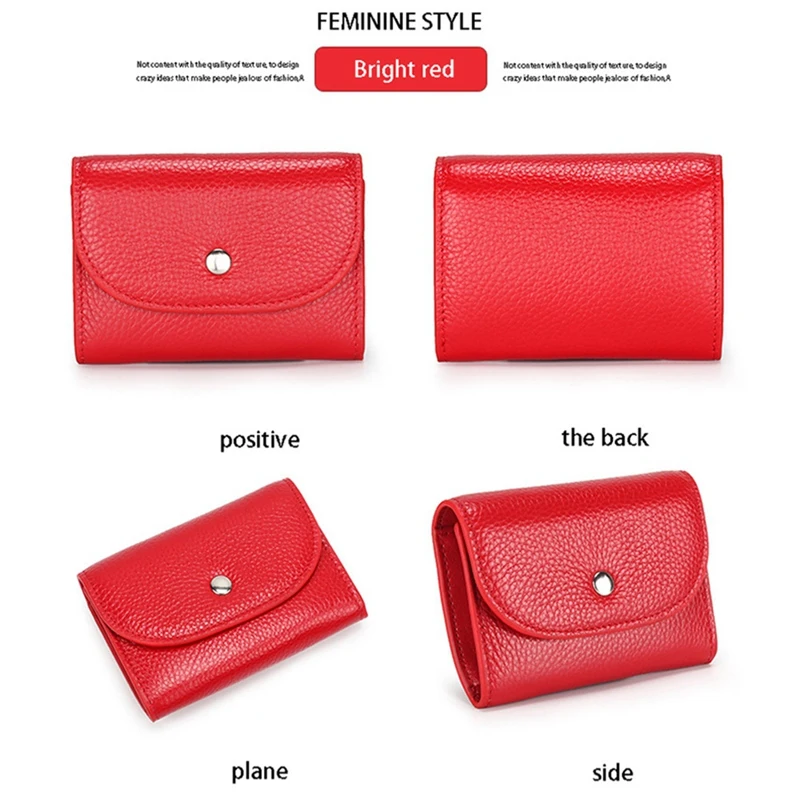 

PU Leather Coin Purse Mini Large-Capacity Coin Bag Head Layer Cowhide Multifunctional Business Card Bag