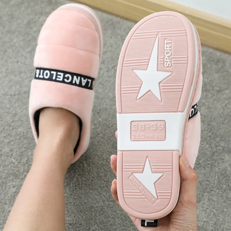 Новинка 2019 года хлопковые тапочки женские зимние домашние на толстой подошве