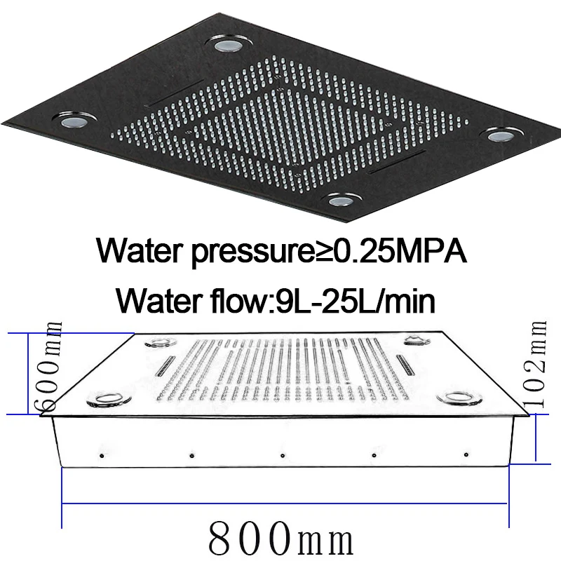 Большой светодиодный душ для ванной комнаты светодиодный светильник с дистанционным управлением душ встроенный потолочный Дождь, водопад и водяной занавес