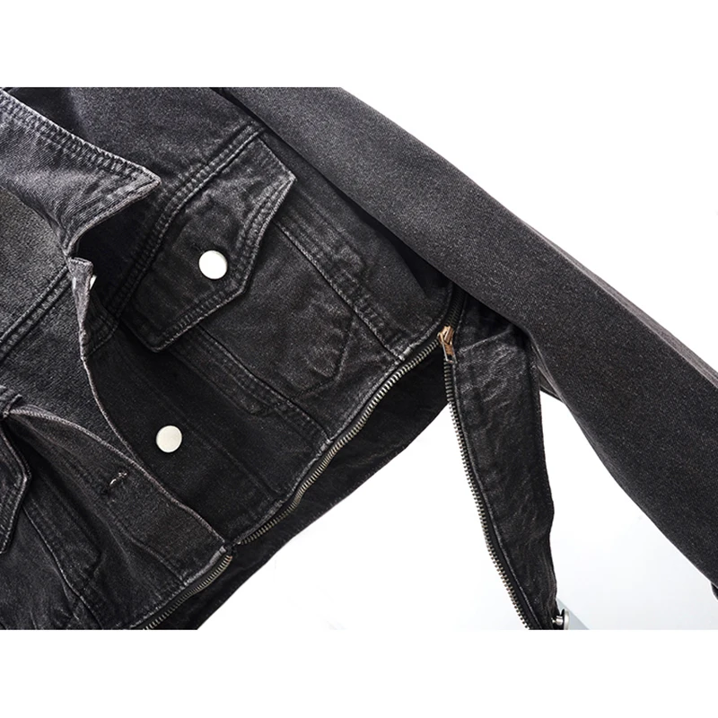 Осенняя винтажная синяя черная джинсовая куртка Женская Корейская Свободная на