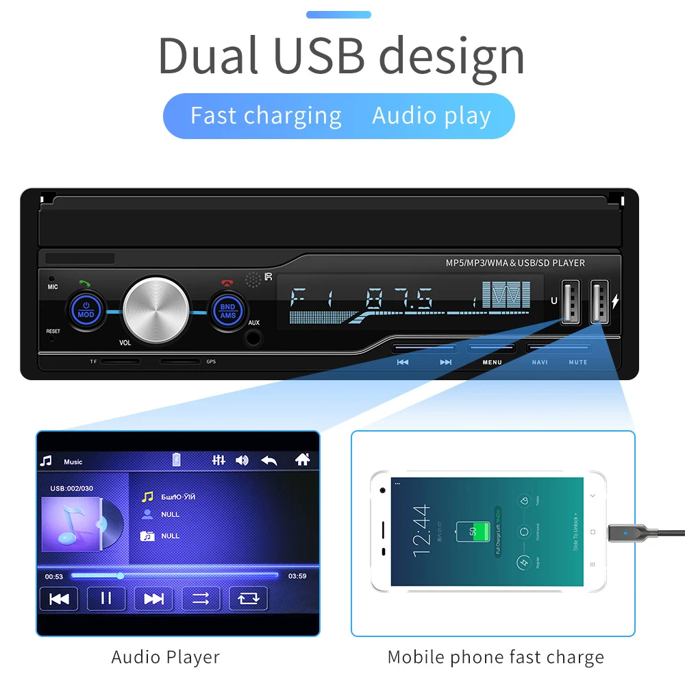 T100 7 дюймов Автомобильный стерео MP5 плеер HD сенсорный экран RDS FM AM радио Bluetooth USB AUX головное устройство Автомобильный резервный монитор 5